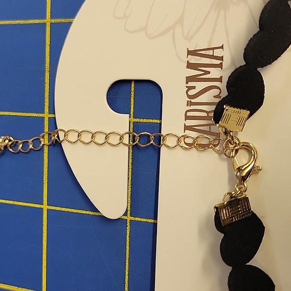 Charisma Black Velvety Rhinestone kinHeart Choker 20" w 3" Extension - Picture 4 of 4